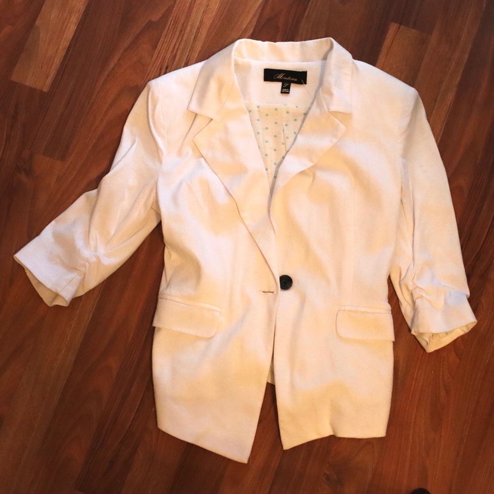 White Cotton Blazer Sz L